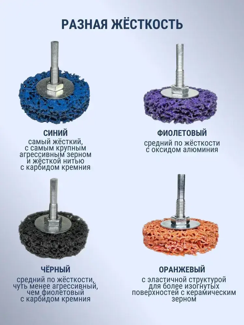 Диск коралловый на дрель на шпинделе 60 мм, набор 4 шт, разноцветные