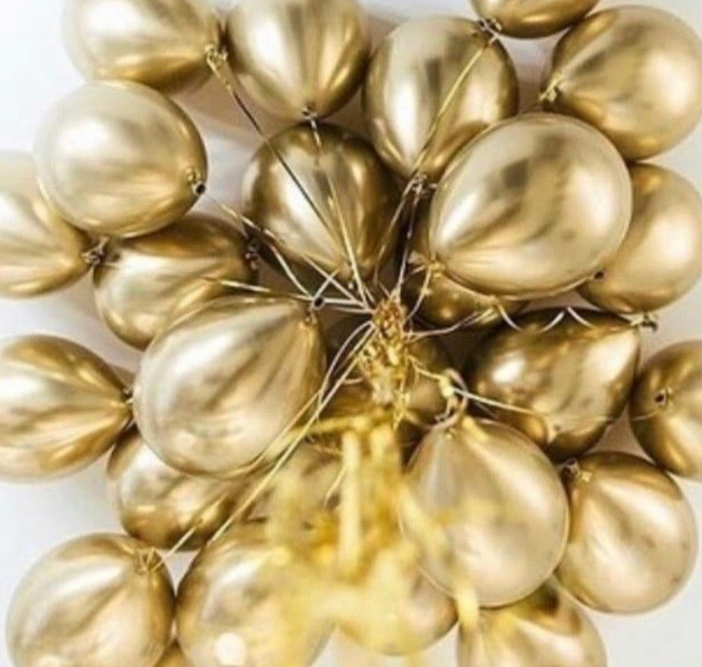 Воздушные шары золото хром с гелием