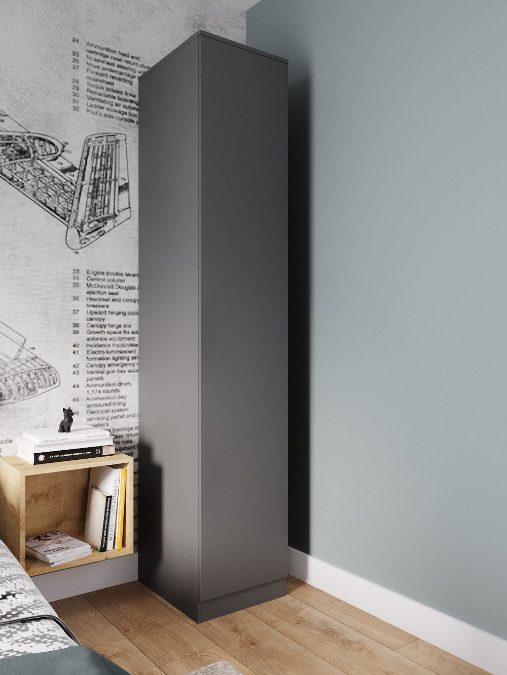 Шкаф-пенал Мори МШ 400.1 (ш402*г478*в2100мм) Графит