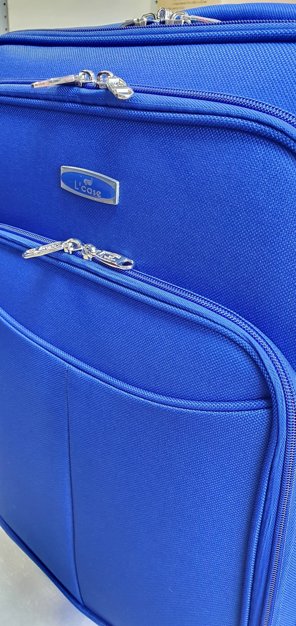 Чемодан тканевый Lcase Amsterdam размера L. Дорожный чемодан с расширением, 75 см, 96 л, Синий
