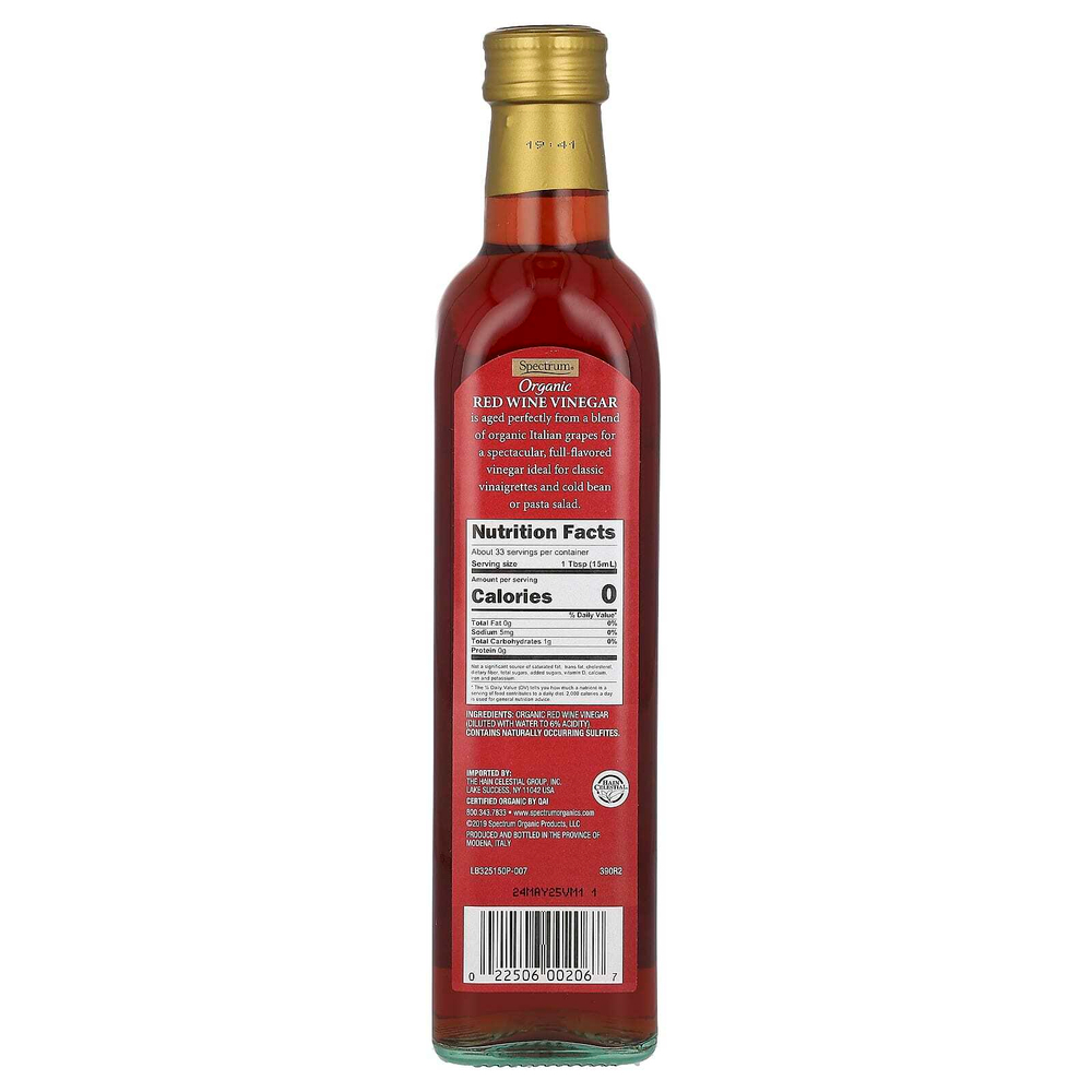 Spectrum Culinary, органический красный винный уксус, 500 мл (16,9 жидк. унции)