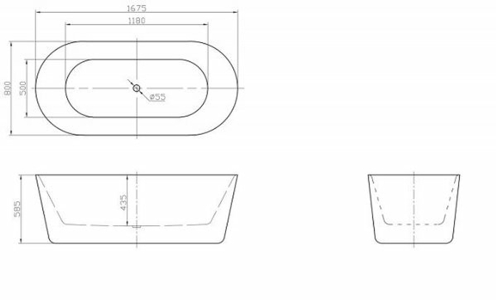 Акриловая ванна BelBagno 167х80 BB306-1675 без гидромассажа