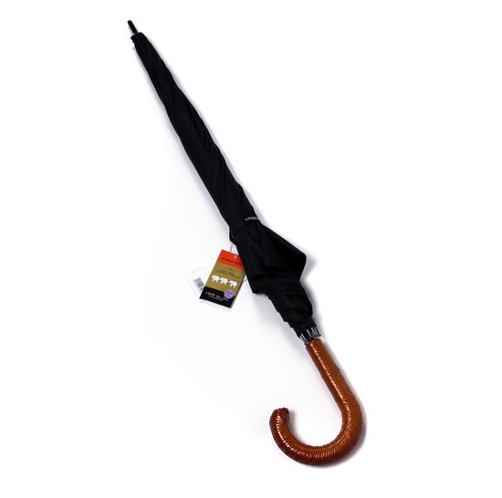 Мужской зонт трость Три Слона Черный - Однотонный Автомат 1700