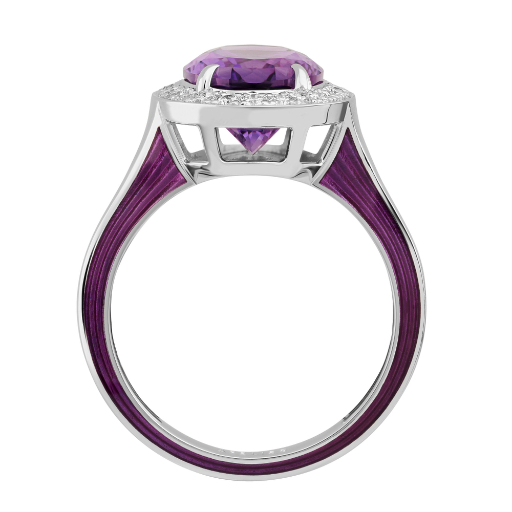 Кольцо с Аметистом и Бриллиантами, Эмаль, R0143-01/3
