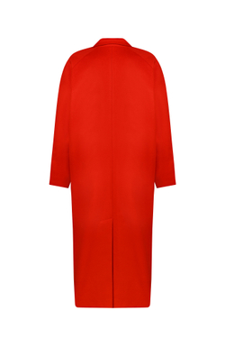 Красное двубортное пальто