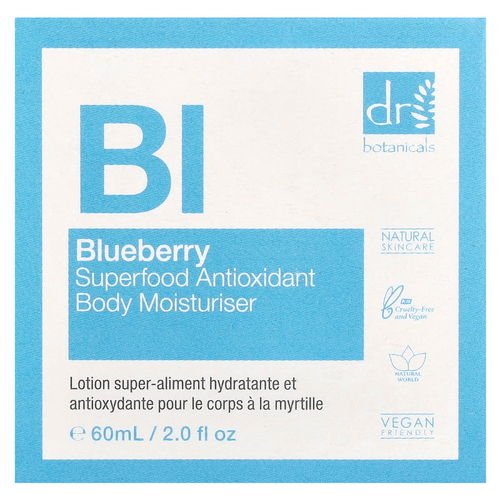 Dr. Botanicals, Антиоксидантное увлажняющее средство для тела Blueberry Superfood, для всех типов кожи, 60 мл (2 жидк. Унции)