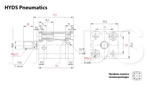 ADN-80-10-A-P-A Пневмоцилиндр