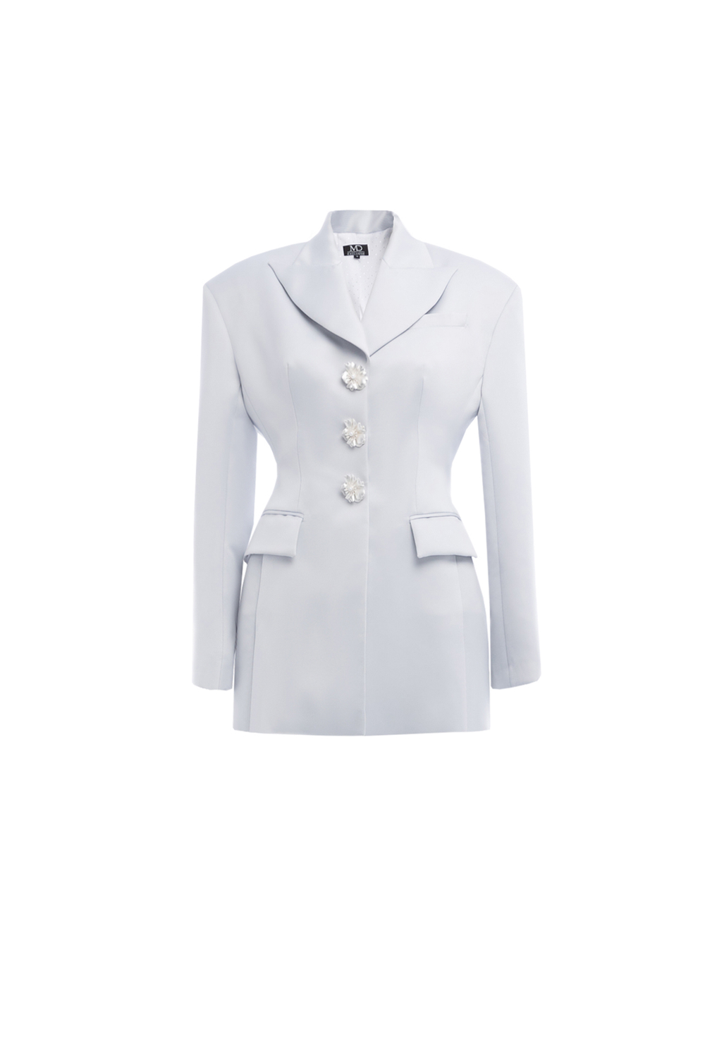 12-01-25 SS Платье-пиджак с декоративными пуговицами голубой