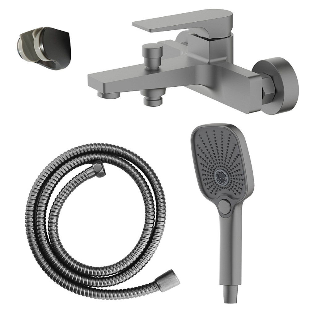 Смеситель для ванны Azario Arida керамический картридж, с ручным душем, шланг 150 см, графит (AZ-K3054GR)