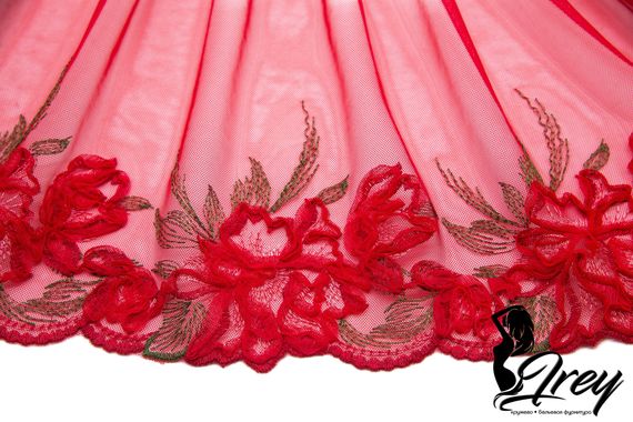 05-79 Вышивка на неэл. сетке 20 см, красный/зеленый (правая)