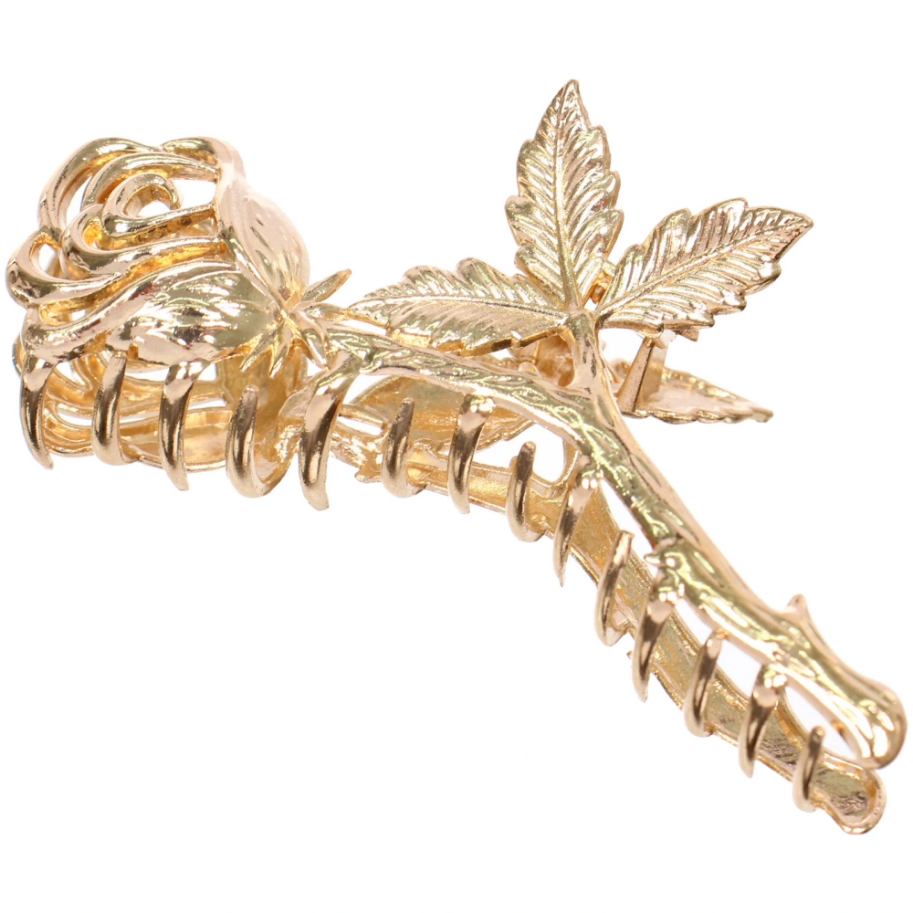 Заколка - краб для волос на блистере «ДЕ Палма», роза, цвет золото и серебро, 11*4см (пакет с подвесом)