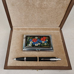 Набор "Полевые цветы" визитница персональная, ручка