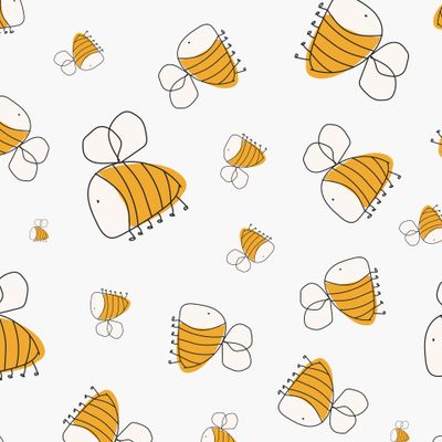 Веселые пчелки на белом фоне