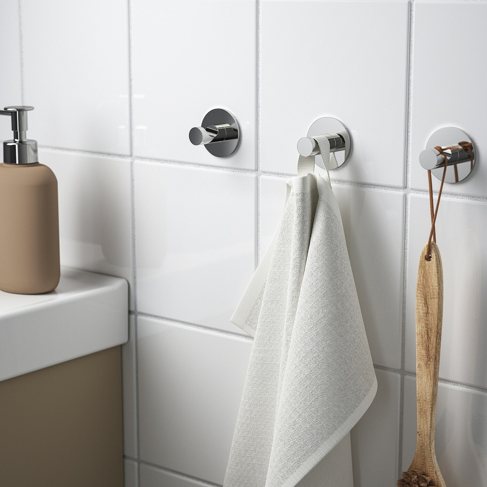 Крючок для ванной самоклеящийся IKEA SKOGHALL (СКУГХАЛЬ), Серебряный, 3 шт