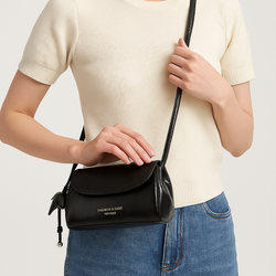 Сумка женская FASHION & BAGS, экокожа, черная, на плечо и через плечо, компактная