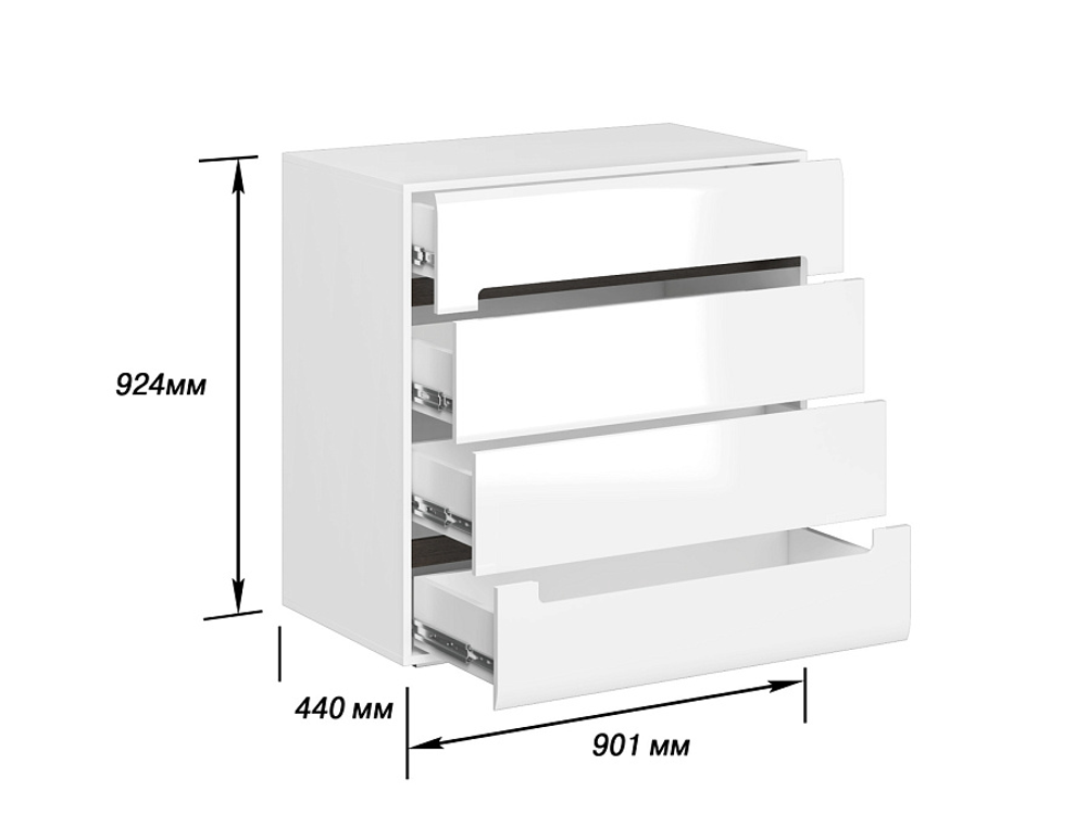 Комод Стокгольм белый/белый глянец