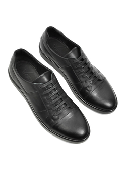 Кеды черные из натуральной кожи Кэжуал V533