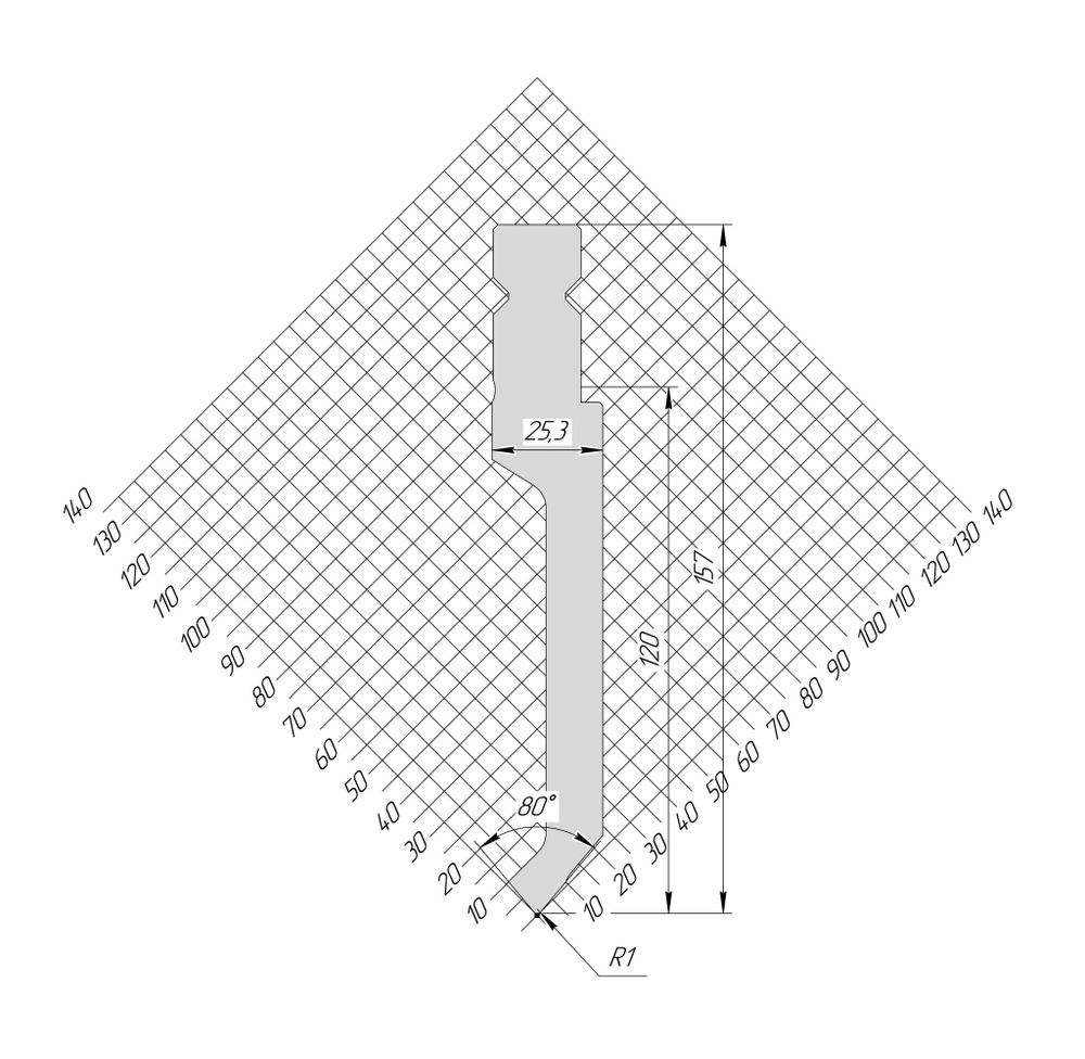 Пуансон WP 1329 80° H157 R1