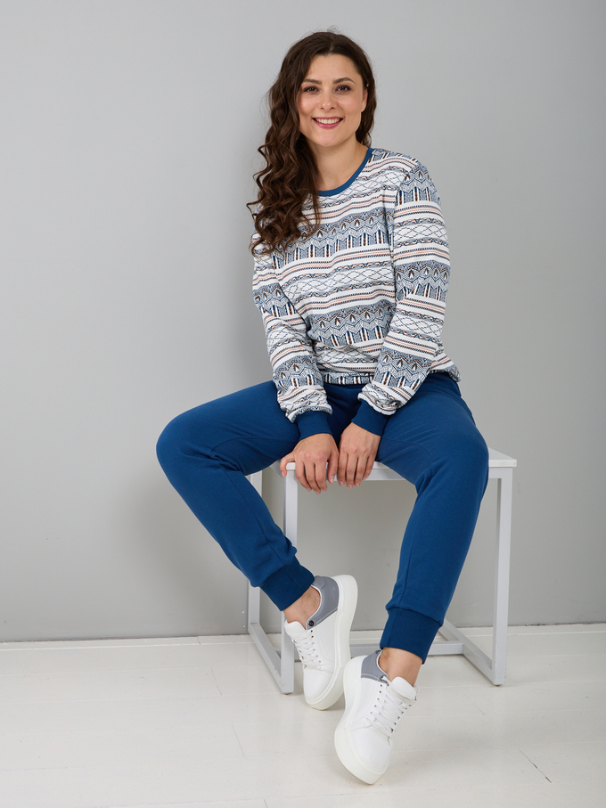 Костюм с брюками КБ-90М/голубой-зимнийузор