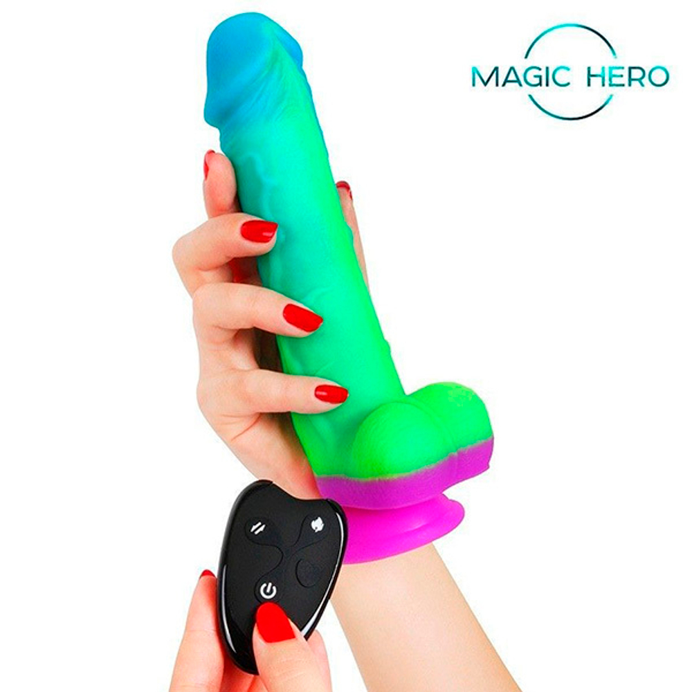 Яркий вибратор с возвратно-поступательными движениями и пультом ДУ 21см Bior Toys Magic Hero MH-13052