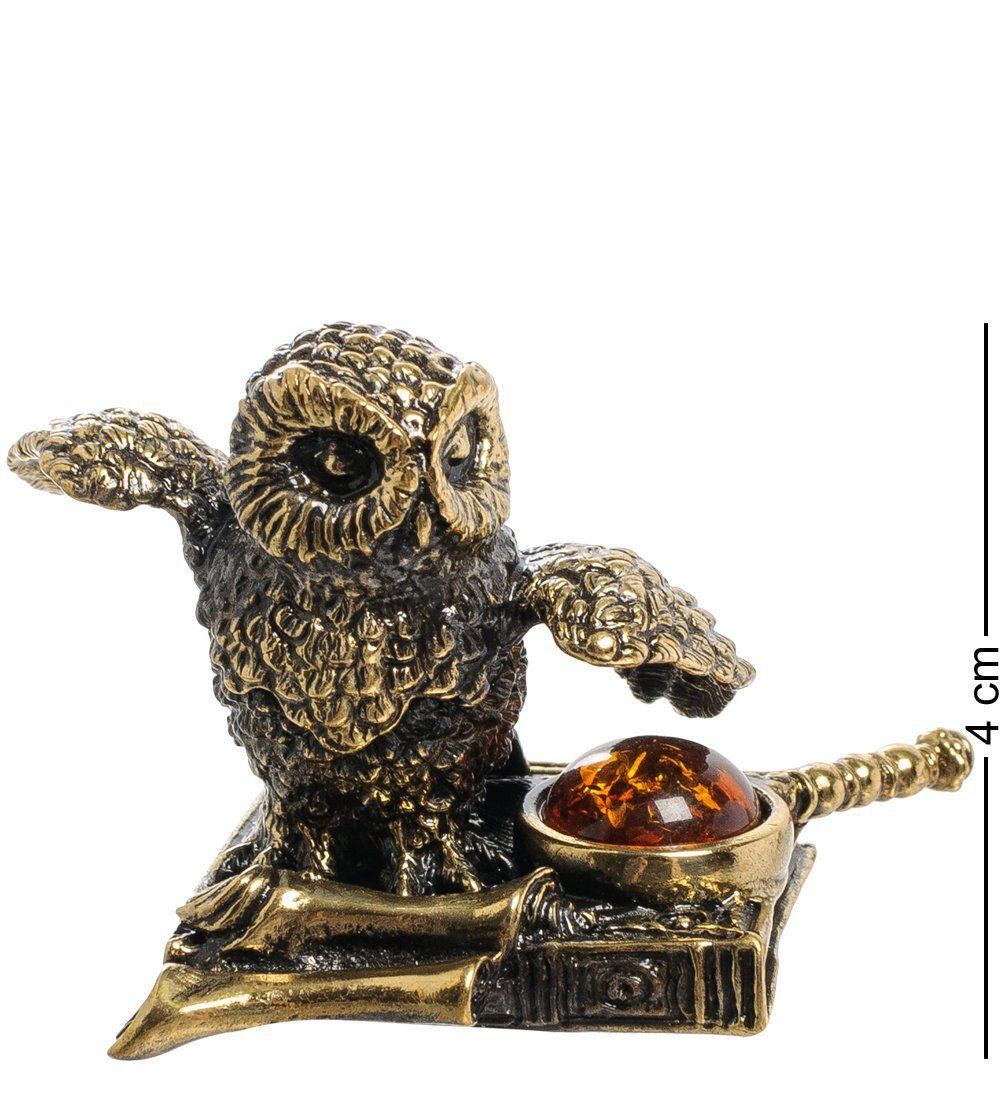 Народные промыслы AM-1985 Фигурка «Сова на книжке» (латунь, янтарь)