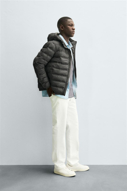 ZARA ЛЕГКАЯ СТЕГАНАЯ КУРТКА С ВОДООТТАЛКИВАЮЩИМ ЭФФЕКТОМ, СВИНЦОВЫЙ