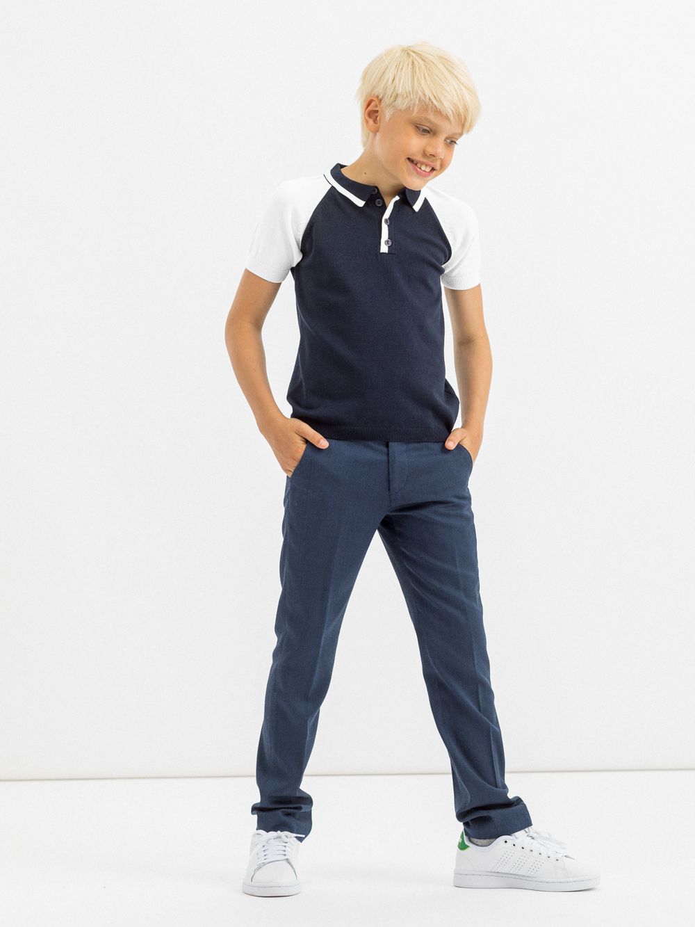 Поло для мальчика AT497 сине-белый