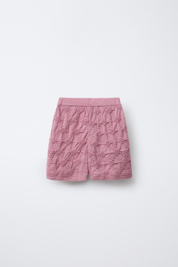 ZARA ШОРТЫ ИЗ РЕЛЬЕФНОГО ТРИКОТАЖА, ПУДРОВО-РОЗОВЫЙ