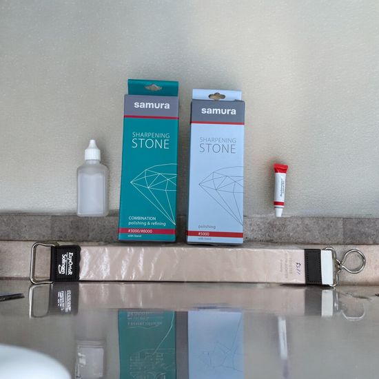 Набор для заточки опасной бритвы (Medium) с двусторонним ремнём + масло для бритвы