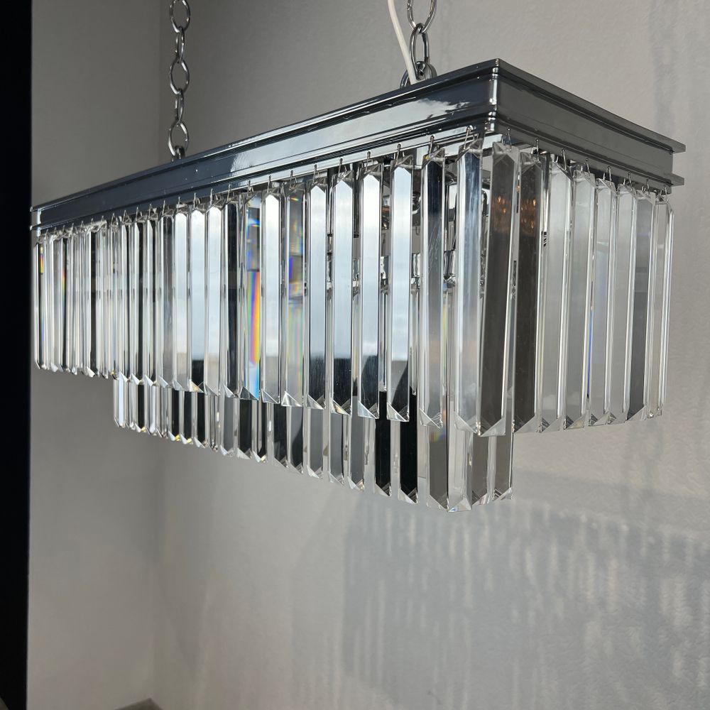 Подвесная Люстра Rh 1920S Odeon Clear Glass Fringe Chrome By Imperiumloft