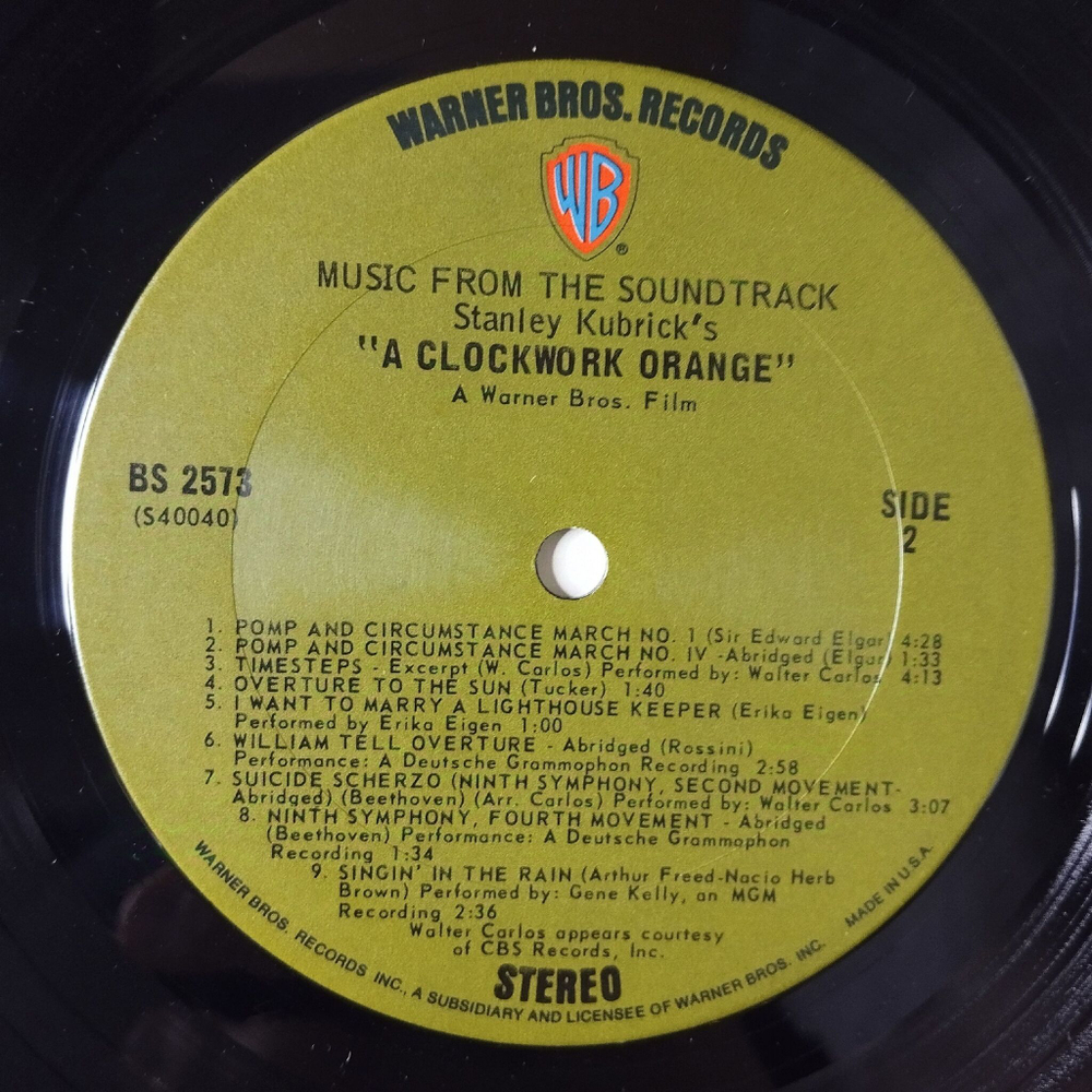 Винтажная виниловая пластинка LP Stanley Kubrick Заводной Апельсин A Clockwork Orange (USA 1972)