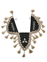 Вымпел тройной Fuso (экокожа, черный с бежевыми кисточками)