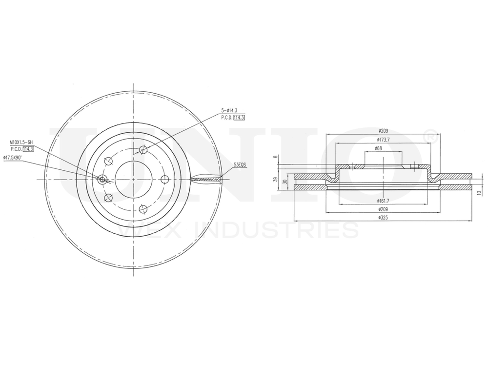 Диск тормозной передний UNIO BRD-20510