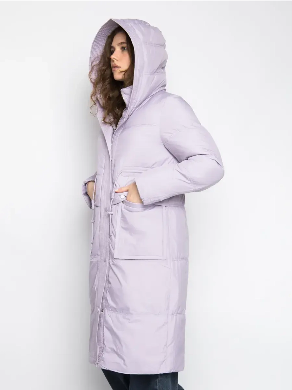 Куртка зимняя удлиненная с капюшоном