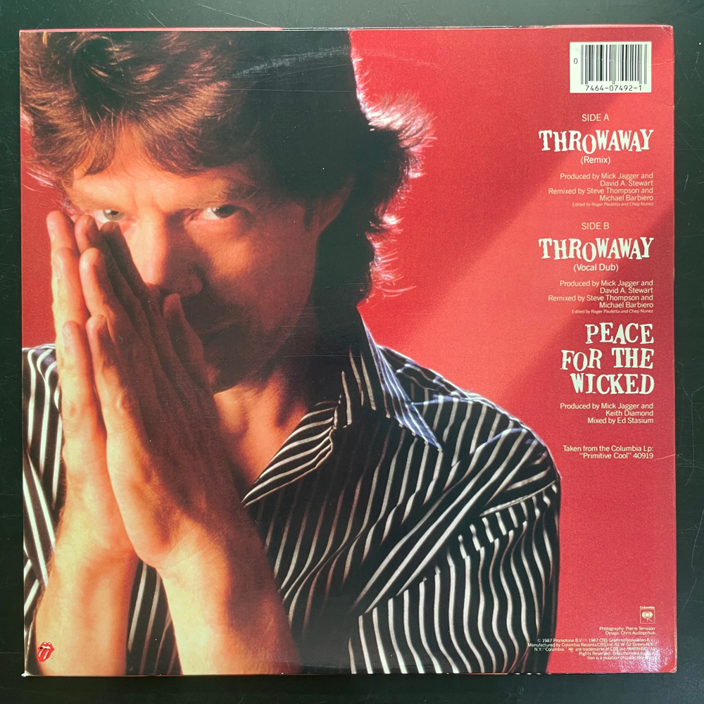 Mick Jagger ‎– Throwaway (США 1987г.) 12", 45 RPM