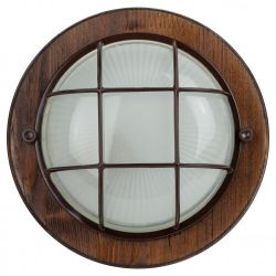 Светильник ЭРА НБО 03-60-022 Кантри дерево/стекло решетка IP54 E27 max 60Вт D220 круг орех