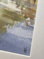 Картина авторская акварельная в паспарту 30х40 см на стену для интерьера "Берег Сетуни. Осень"