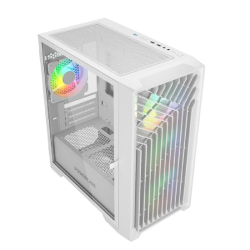 Powercase Mistral Micro X4W, Tempered Glass, 4х 120mm 5-color fan, белый, mATX  (CMMXW-L4)