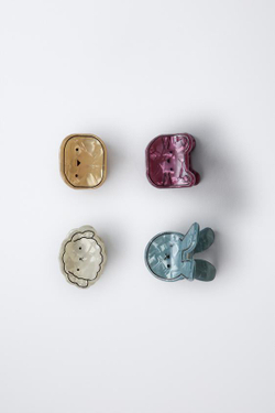 ZARA НАБОР ИЗ 4 ЗАКОЛОК ДЛЯ ВОЛОС «ЖИВОТНЫЕ», ЭКРЮ