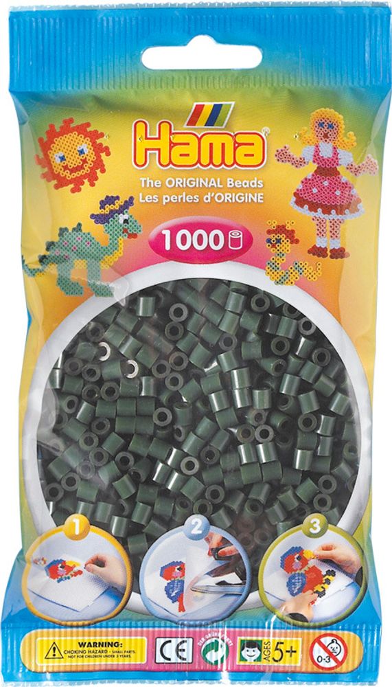 Hama Бусинки для термомозаики Midi темно-зеленые, 1000 шт. (207-28)