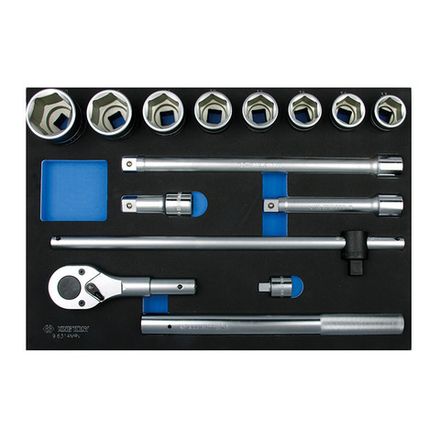 Цена на KING TONY (9-6314MRV) Набор торцевых головок 3/4" с принадлежностями, ложемент, 14 предметов