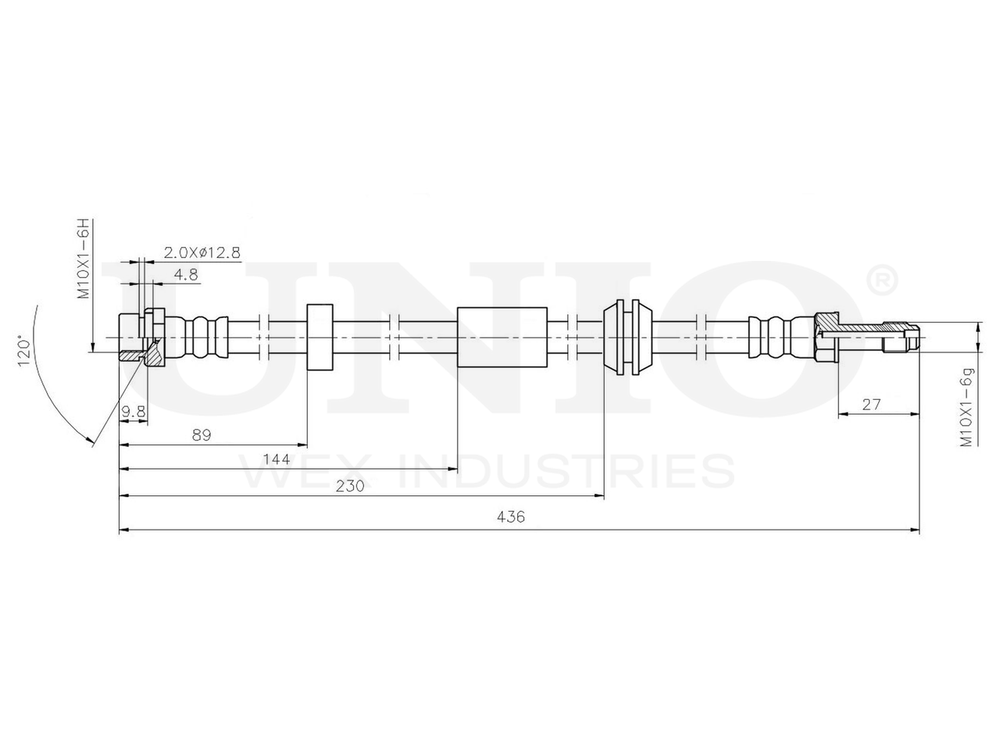 Шланг тормозной передний UNIO BRH-10050