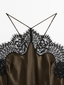 Massimo Dutti Атласное платье - Studio, коричневый