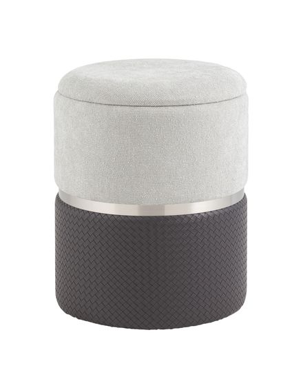 Пуф Кэрри с ящиком серебро шенилл серо-черный