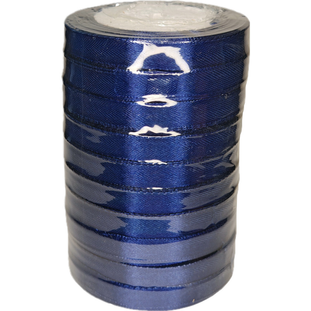 Лента упаковочная атласная 12мм, 22 м синяя (10шт/уп)