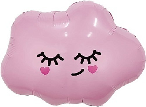 Шар фольга фигура 65/60см Облако розовое с щечками