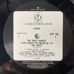 Винтажная виниловая пластинка LP Franz Schubert Шуберт, Jan Panenka, Smetana Quartet Schubert: Piano Quintet In A Major Op.114 The Trout (Англия 1964)