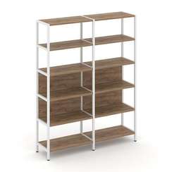 Shelf System Двухсекционный стеллаж пятиярусный SN.STM-521 Дуб Табак/Металл Белый 1590*400*1980