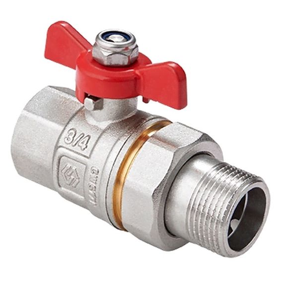 Кран шаровой латунный MVI DN20 PN40 вн-американка, бабочка