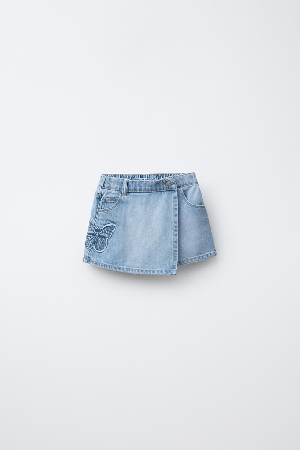 ZARA ДЖИНСОВАЯ ЮБКА-ШОРТЫ, СВЕТЛО-ГОЛУБОЙ
